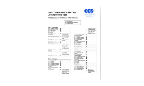 ANSI COMPLIANCE MATRIX ANS/ISO 9899-1990