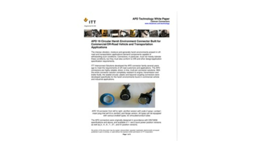 APD 19 Circular Harsh Environment Connector Built for Commercial/Off-Road Vehicle and Transportation Applications