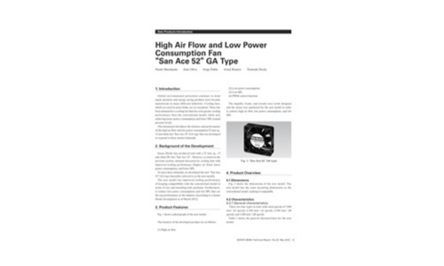 High Air Flow and Low Power Consumption Fan “San Ace 52”GA Type