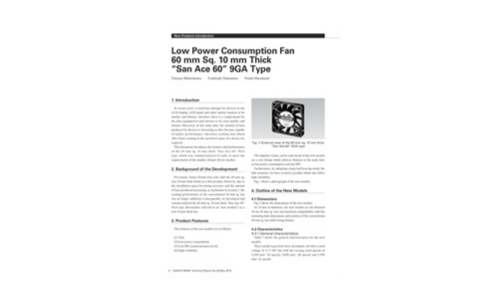 Low Power Consumption Fan 60 mm Sq. 10 mm Thick “San Ace 60” 9GA Type