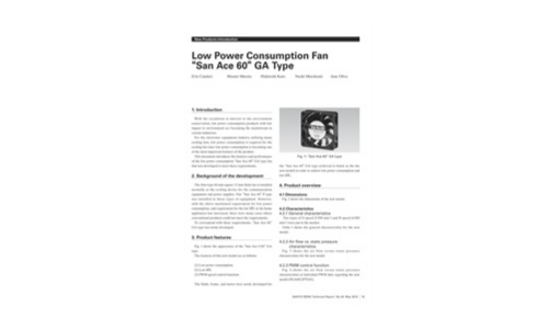 Low Power Consumption Fan “San Ace 60”GA Type