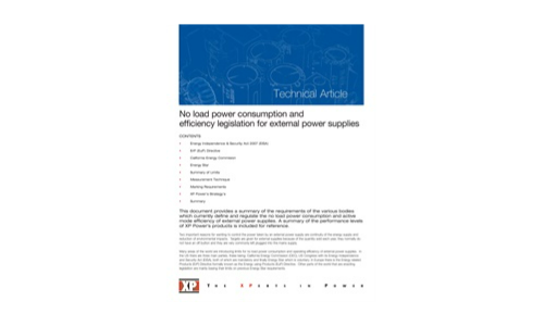 No load power consumption and efficiency legislation for external power supplies