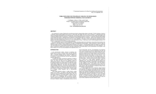 VIBRATION-INDUCED TWO-PHASE COOLING TECHNOLOGIES FOR HIGH POWER THERMAL MANAGEMENT