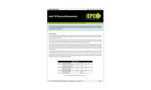 eGaN® FET Electrical Characteristics