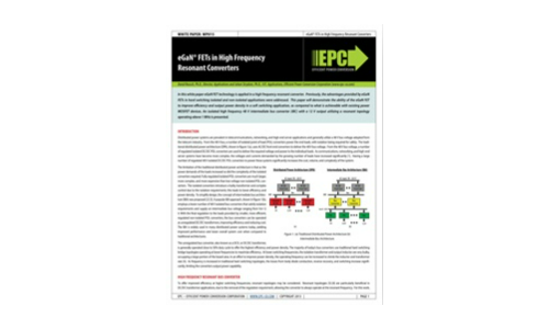 eGaN® FETs in High Frequency Resonant Converters